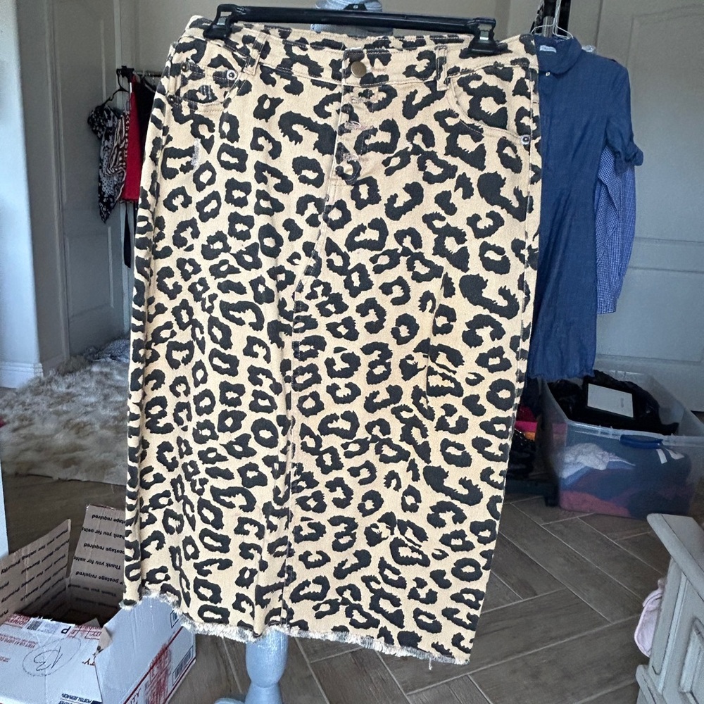 Cheetah Print Skirt Denim